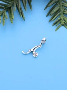 HuooNew 1pc Exquisite Cubic Zirconia Heart Decor Sterling Letter Sterling Silver DIY Pendant For Women For DIY Jewelry Making