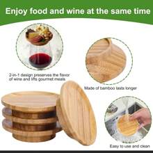 1pc Bamboo Wine Glass Cover, Multipurpose Party Dessert Server, Bug & Dust Proof Leak-Proof Round Bamboo Wood Lid For Wine Glass, Suitable For Party, Home Gatherings, Bars