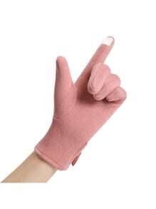 1 para jednokolorowych rękawiczek dekoracyjnych z kokardą Stylowe ciepłe rękawiczki z polaru do ekranów dotykowych Zimowe rękawiczki do jazdy na zewnątrz odporne na zimno