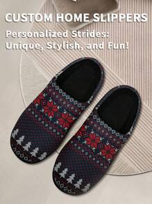 Women's Name Custom Christmas Slippers, Christmas Flowers Designed Lightweight Comfortable Soft Bottom Slippers For Women, Personalized Fun Christmas Gift For Mom/Dad/Her/Him/Girlfriend/Boyfriend/Wife/Husband/Friend