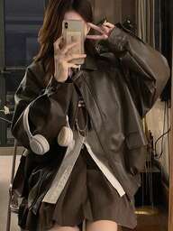 Mira 女士皮夹克，宽松休闲港式小个子，秋冬款