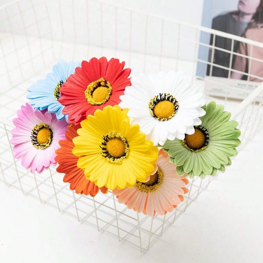 1支人造非洲菊，仿真非洲雏菊，适用于家居装饰、客厅桌面摆设、生日、圣诞节、复活节、母亲节、婚礼和订婚等场合的家居装饰。 - 彩色 - 查看 1