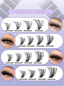296pcs D Curl Fluffy Lash Clusters 40D+60D+80D+100D Thick Eyelash Clusters Wispy Individual Lashes 10-16mm Cluster Eyelash Extensions False Eyelashes DIY Flat Lash Extension By QUAFFLY - D - View 4