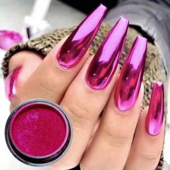 1 Case Mirror Glitter Powder, Pink Titanium Plated Magic Mirror Powder, Metallic Pink DIY Nail Charms Nail Gems Nail Supplies
