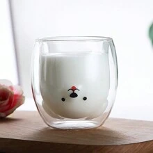 1pc, Cute Animal Mug, Double-Layer Insulated Glass Espresso Cup, Kawaii Cup, Coffee Cup, Teacup, Latte Milk Cup, Cappuccino, Americano, Tea, Beverage, Valentine's Day, Cartoon Double-Layer Glass Cup, Coffee Milk Cup, Creative Glass Bear Cup, Household Juice Drink Cup - Multicolor - View 16
