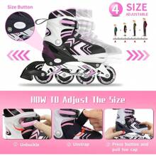 Patines en línea MammyGol con ruedas completamente iluminadas, cuchillas ajustables para principiantes, para niños y niñas - Rosa - Ver 5