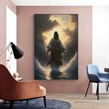 1 件，耶稣在水上行走帆布艺术海报，现代抽象画，场景家居装饰，卧室客厅走廊的理想礼物，墙壁装饰，墙壁艺术，无框架 - 彩色 - 查看 21