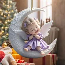 1 Piece Cartoon Angel Decorative Pendant, Acrylic Car Hanging Decoration Creative Holiday Decoration, Car Hanging Ornaments Are Suitable For Office, Home Decoration, Kitchen Decoration, Garden Decoration And Other Scenes, Holiday Gifts For Family And Friends,Home Decor ,Room Decor,Wall Decor Birthday Graduation E-I-D - Multicolor - View 4