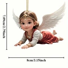 1 Piece Cartoon Angel Decorative Pendant, Acrylic Car Hanging Decoration Creative Holiday Decoration, Car Hanging Ornaments Are Suitable For Office, Home Decoration, Kitchen Decoration, Garden Decoration And Other Scenes, Holiday Gifts For Family And Friends,Home Decor ,Room Decor,Wall Decor Birthday Graduation E-I-D - Multicolor - View 9