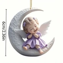 1 Piece Cartoon Angel Decorative Pendant, Acrylic Car Hanging Decoration Creative Holiday Decoration, Car Hanging Ornaments Are Suitable For Office, Home Decoration, Kitchen Decoration, Garden Decoration And Other Scenes, Holiday Gifts For Family And Friends,Home Decor ,Room Decor,Wall Decor Birthday Graduation E-I-D - Multicolor - View 12
