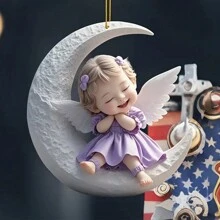 1 Piece Cartoon Angel Decorative Pendant, Acrylic Car Hanging Decoration Creative Holiday Decoration, Car Hanging Ornaments Are Suitable For Office, Home Decoration, Kitchen Decoration, Garden Decoration And Other Scenes, Holiday Gifts For Family And Friends,Home Decor ,Room Decor,Wall Decor Birthday Graduation E-I-D - Multicolor - View 5