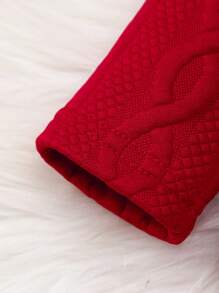 Baby Girls' Hooded Bodysuit With Contrast Collar And Pants Set, For Christmas - Red - View 5