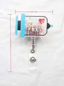 Cute Glitter Sequins Cartoon Medicine Box Needle Tube Pill Nurse Clothes Stethoscope Shaped Acrylic Badge Reel Retractable With Clip Id Card Badge Holder For Medical Professionals And Office Workers Perfect Gift For Nurses And Doctors,School Supplies,Back To School - Multicolor - View 6