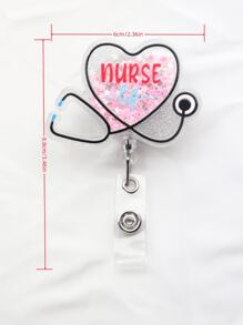 Cute Glitter Sequins Cartoon Medicine Box Needle Tube Pill Nurse Clothes Stethoscope Shaped Acrylic Badge Reel Retractable With Clip Id Card Badge Holder For Medical Professionals And Office Workers Perfect Gift For Nurses And Doctors,School Supplies,Back To School - Multicolor - View 8