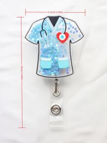 Cute Glitter Sequins Cartoon Medicine Box Needle Tube Pill Nurse Clothes Stethoscope Shaped Acrylic Badge Reel Retractable With Clip Id Card Badge Holder For Medical Professionals And Office Workers Perfect Gift For Nurses And Doctors,School Supplies,Back To School - Multicolor - View 7