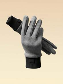 1 cặp Găng tay ấm áp bằng vải polyester chắp vá thông thường, thích hợp cho hoạt động ngoài trời, đạp xe, đi làm vào mùa đông - găng tay nữ - Xem 3