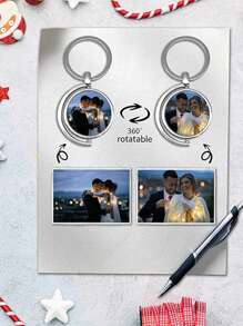 1 buc breloc personalizat cu imagine - brelocuri rotative față-verso cu fotografii colorate, cadouri memoriale pentru iubitorii de familie, Crăciun, Anul Nou, cadouri de petrecere de Ziua Îndrăgostiților, cadou de absolvire, cadou de Ziua Mamei, cadou de Ziua Tatălui, durabil, colorat, drăguț, adorabil, amuzant, Kawaii, Y2K, elegant, unisex, casual, personalizat, unic, personalizat, cadouri ideale pentru el, cadouri ideale pentru ea, iubitul, prietena, familia, prietenii.