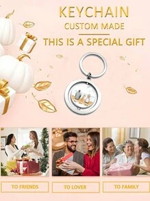 1 buc breloc personalizat cu imagine - brelocuri rotative față-verso cu fotografii colorate, cadouri memoriale pentru iubitorii de familie, Crăciun, Anul Nou, cadouri de petrecere de Ziua Îndrăgostiților, cadou de absolvire, cadou de Ziua Mamei, cadou de Ziua Tatălui, durabil, colorat, drăguț, adorabil, amuzant, Kawaii, Y2K, elegant, unisex, casual, personalizat, unic, personalizat, cadouri ideale pentru el, cadouri ideale pentru ea, iubitul, prietena, familia, prietenii.