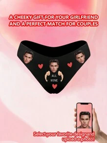 1 st. Aangepaste Casual Dagelijkse No Show Brief Modieus, Kleurrijk, Grappig Aangepast, Gepersonaliseerd, Uniek, Aangepaste Vondsten, Kerstcadeau, Gepersonaliseerde Cadeaus voor Mannen/Vrouwen, Lingerie, Wintermode, Slipjes, Ondergoed, Strings Ideale Cadeaus voor Haar Familie, Vrienden Woonkamer, Slaapkamer, Voor Kerstmis, Voor de Winter, Voor de Herfst/Herfst, Voor Vakantie
