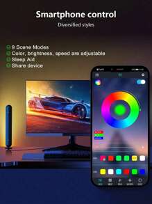 2 Đèn Nhịp Điệu Nhạc RGB, Đèn Nháy Nâng Cấp, Thanh Đèn RGB Để Bàn Đèn LED Thông Minh Cho Phòng Thanh Đèn LED Thông Minh Đèn Chơi Game Có 24 Phím Điều Khiển Từ Xa IR Nguồn Điện USB Đèn Nền Xung Quanh TV Đồng Bộ Với Nhạc Đèn Bàn RGB Cho TV, PC, Phòng, Trang Trí Tiệc Hiệu Ứng Ánh Sáng Tự Làm - Nhiều màu - Xem 3