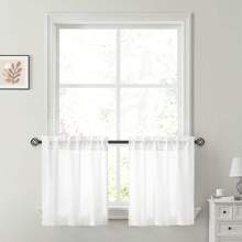2 piezas Cortinas traslúcidas blancas que no dejan ver a través, cortinas semi transparentes que filtran la luz para dormitorio y sala de estar - Blanco - Ver 5