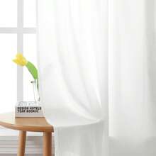 2 piezas Cortinas traslúcidas blancas que no dejan ver a través, cortinas semi transparentes que filtran la luz para dormitorio y sala de estar - Blanco - Ver 10