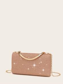 LETODE 女士晚装包 舞会闪亮婚礼手拿包 女士晚装包 婚礼派对新娘钱包 女士手提晚装金属链条包 手提包斜挎包 女士和女孩婚礼派对包 - 香檳色 - 查看 4