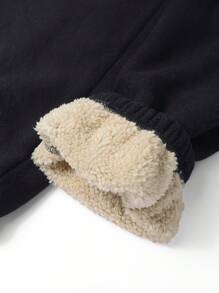 Women's Warm Sherpa Lined Athletic Sweatpants Jogger Fleece Pants With Zippered Pockets 1pc