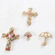 1 件优雅水钻雨伞十字胸针，奢华时尚配饰，适合女性正式活动和派对 - 彩色 - 查看 9