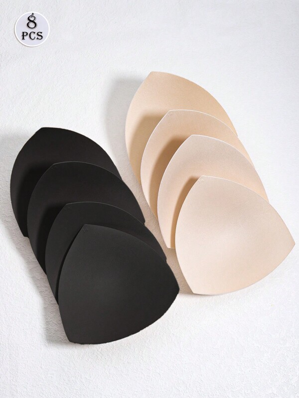 8pcs Reusable Almond/Black Bra Pads, Invisible Padding, Soft & Comfortable Bust Enhancers, Suitable For All Occasions