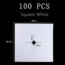 100pcs Disposable Non-Woven Fabric Headrest Paper, White With Holes Towel Face Mask Pillow Pad, Square, Suitable For Beauty Salon Massage Bed Or Foot Bath Mat - White - View 5