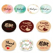 Bộ 607 miếng dán trang trí hình cảm ơn, Logo cá nhân hóa, Nhãn dán đóng gói quà tặng, Thích hợp cho phong bì, Cửa hàng bán lẻ, Tiệm bánh - Nhiều màu - Xem 2