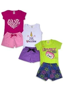 6-Piece Kit 3 Children's Clothing Set Girls T-Shirt/Blouse + Assorted Shorts/Bermuda Shorts - 彩色 - 查看 7
