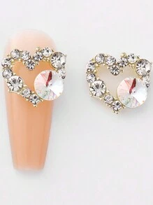 10/35 chiếc mặt dây chuyền trái tim Valentine đính đá trang trí móng tay, mặt dây chuyền trái tim nhiều màu sắc đính đá trang trí móng tay, pha lê và đá quý 3D sáng bóng cho móng tay Blingers - Nhiều màu - Xem 9