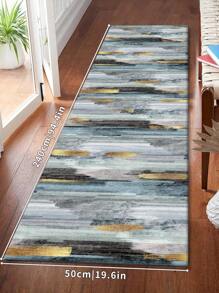 1 Pc Blue Modern Minimalist Style Crystal Velvet Rug, 850g/M², Rectangle, Non-Slip, Washable, Home Decor, Living Room Carpet, Kitchen, Dining Room, Office, Suitable For All Seasons