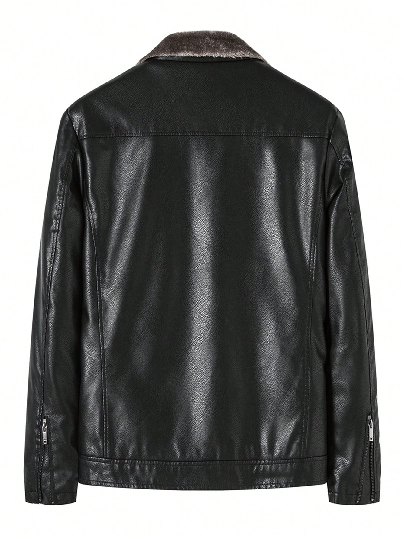 جاكيت رجالية للخريف/الشتاء، جاكيت جلد بطانة من الف...