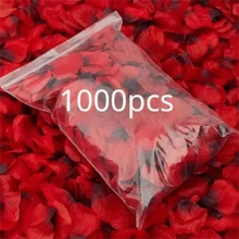1000pcs Romantic Red Rose Petals - Decorative Swags For Wedding And Valentine's Day - Artificial Flowers For Party, Event, And Home Decoration Back To School Valentine's Day - Multicolor - View 1