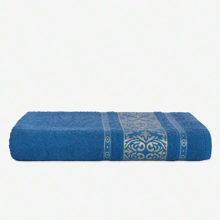 Large Thick Soft Bath Towel 100% Cotton Great Absorption Arabesque 75x150cm - 藍色 - 查看 1