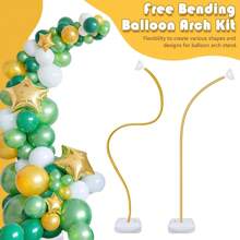 2pcs Gold Balloon Arch Stand Kit, Free Bending Shape Balloon Column Stand With Base, Half Arch Balloon Stand For Floor, Ideal For Wedding Birthday Valentines Decorations