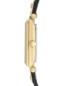 Anne Klein Women's Black Leather Strap Quartz Watch With Cream Textured Dial And Gold Case Watch For Ladies Elegant Chic Gift Wrist Watch,AK/3752CRBK