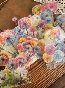 10 张/包复古大尺寸贴纸套装：蒲公英、贝壳光泽、闪光效果，适用于日记、剪贴簿、装饰和 DIY - 彩色 - 查看 18