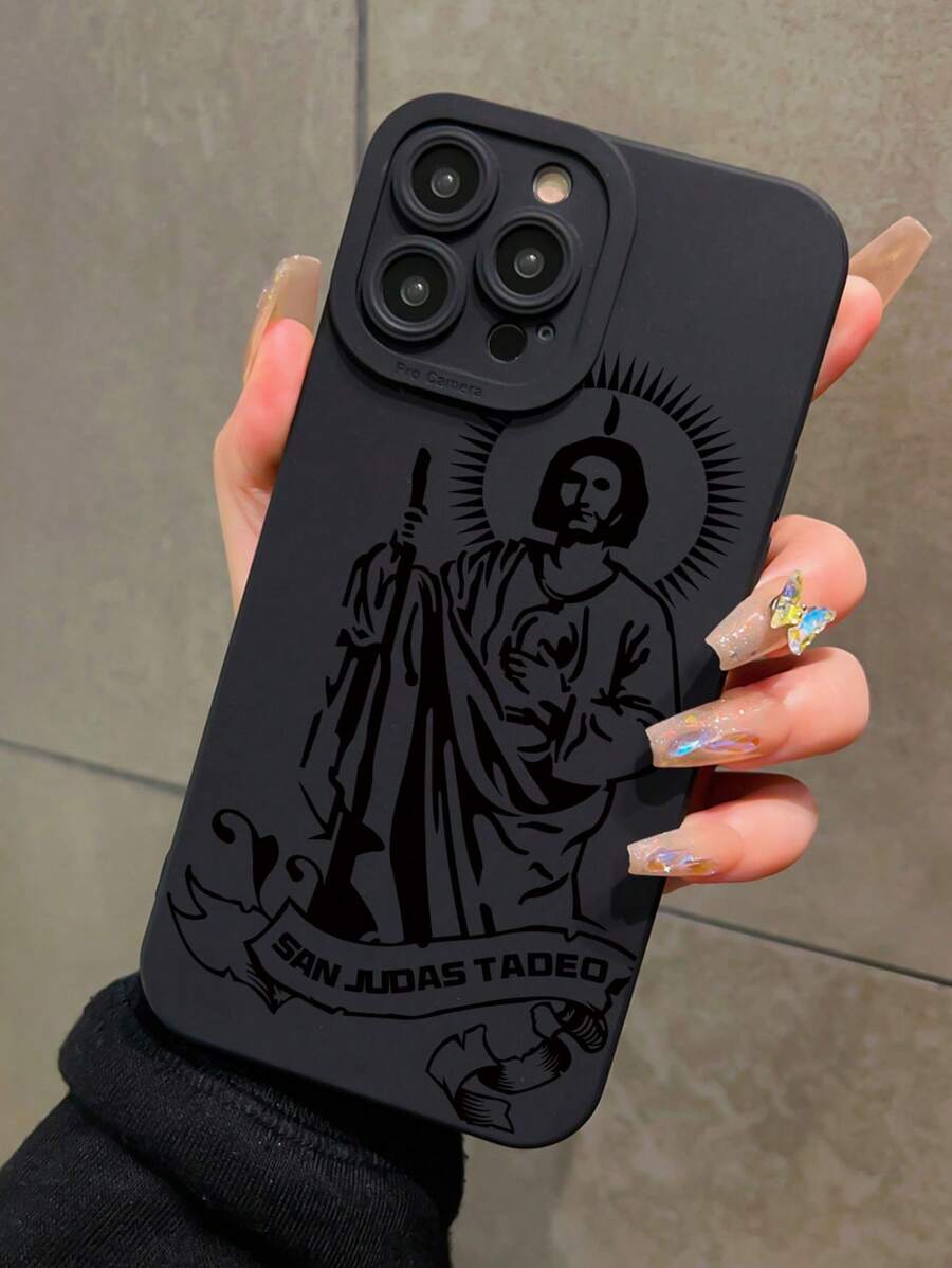 Cupid 1pc Black Eye Of Jesus Full Coverage Shockproof Soft Phone Case Compatible With Iphone 16 Pro Max/16 Pro/16/15 Pro Max/15 Pro/15/14/13/13 Pro/12/11/XR