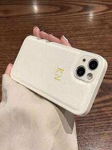 Customized Gold Letter Khaki Phone Case, Compatible With Apple - Khaki - View 4