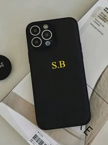 Customized Gold Letter Khaki Phone Case, Compatible With Apple - Khaki - View 5