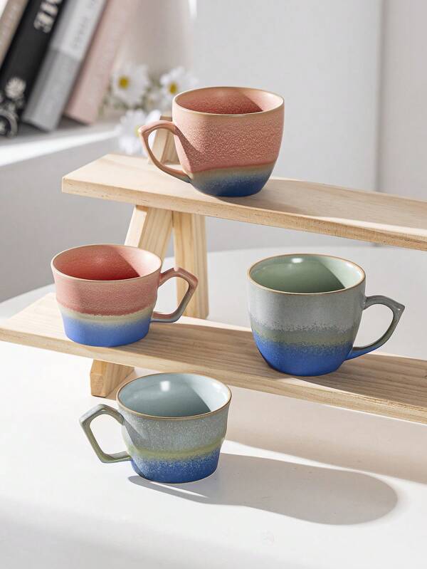 1 Stück kreative Espresso Tasse aus Keramik mit Farbverlauf-Glasur, italienischer Stil Latte Milch Kaffeetasse, kleines Fassungsvermögen für Zuhause/Büro Nachmittags-Tee, Frühstücks-Milchtasse, 100ml-160ml Trinkgeschirr Semesteranfang