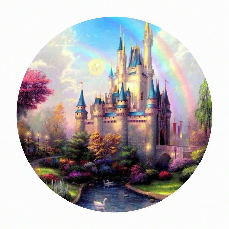Round Fabric Party Panel Fairy Tale Princess Castle Birthday Panel 1.50m X 1.50m Easy To Wear - Nhiều màu - Xem 1
