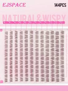 144 件 D 卷自然睫毛延长套装 睫毛簇套装 纤细睫毛延长 9-12 毫米单根睫毛延长 带粘合和密封睫毛胶水和睫毛延长镊子 家用 DIY 睫毛簇套装、睫毛、假睫毛 - 黑色 - 查看 4