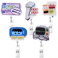 1 pieza Carrete retráctil giratorio con clip fácil de tirar, portabadges retráctiles con clip, carrete de identificación con clip lindo para enfermera, médico, estudiante, reunión, escuela, oficina