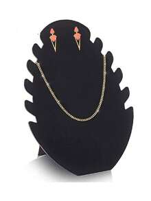 1 tấm gỗ trưng bày trang sức cho vòng cổ và hoa tai - màu đen - Xem 5