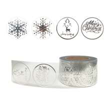 TYFYO 500pcs 1 Inch Round Transparent Merry Christmas Stickers Self Adhesive Holiday Stickers For Christmas Decor Wedding Party Cards Label,Christmas - Silver - View 13
